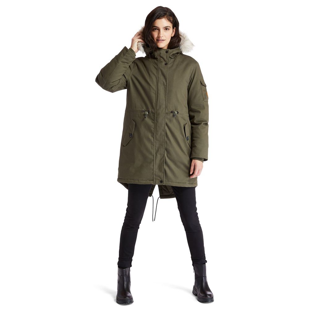 Timberland Womens Parka Mt Kelsey Fleece-Lined Parka - Olive - India QP9163280